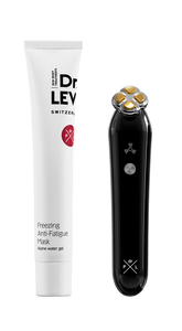 Experience the ultimate synergy of device and skincare with this duo from Dr. LEVY Switzerland.
The Contour Pro device uses a potent combination of Electro-Muscle Stimulation (EMS) and Radio-Frequency (RF) to lift, tone and redefine facial contours — from eyes and cheekbones to jawline — with visible results from the first use. 
Dr. Levy
+1
Paired with the Freezing Anti-Fatigue Mask, this dual system offers not only the high-tech contouring device, but also a conductive, energising gel mask enriched with u
